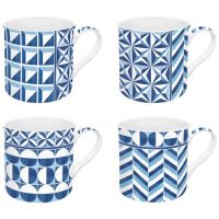 Mug set "Geometric Blue"